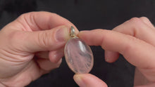 Load and play video in Gallery viewer, Rose Quartz Oval Pendant in 925 Sterling Silver
