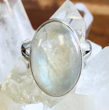 Load image into Gallery viewer, Oval Rainbow Moonstone Ring With 925 Sterling Silver
