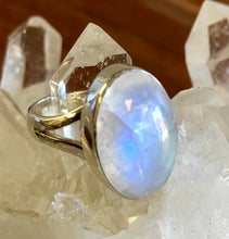 Load image into Gallery viewer, Oval Rainbow Moonstone Ring With 925 Sterling Silver
