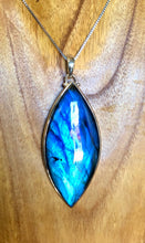Load image into Gallery viewer, Large Pointed Oval Labradorite Pendant With 925 Sterling Silver
