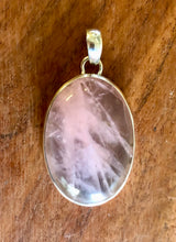 Load image into Gallery viewer, Rose Quartz Oval Pendant in 925 Sterling Silver
