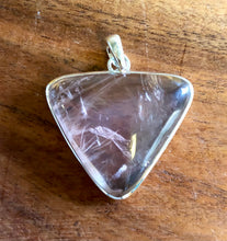 Load image into Gallery viewer, Rose Quartz Triangle Pendant in 925 Sterling Silver
