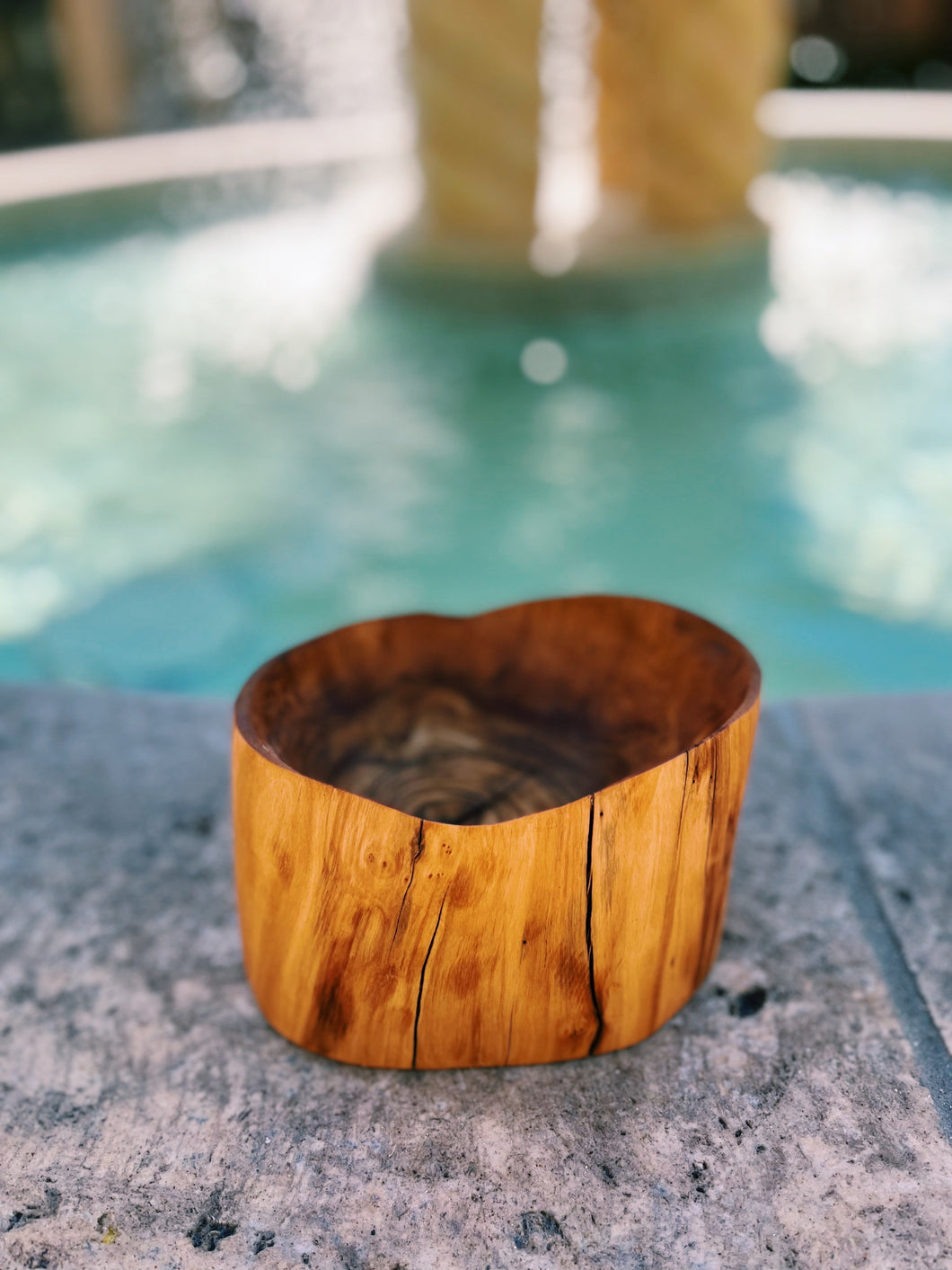 Medium Hand Carved Oak Wooden Bowl