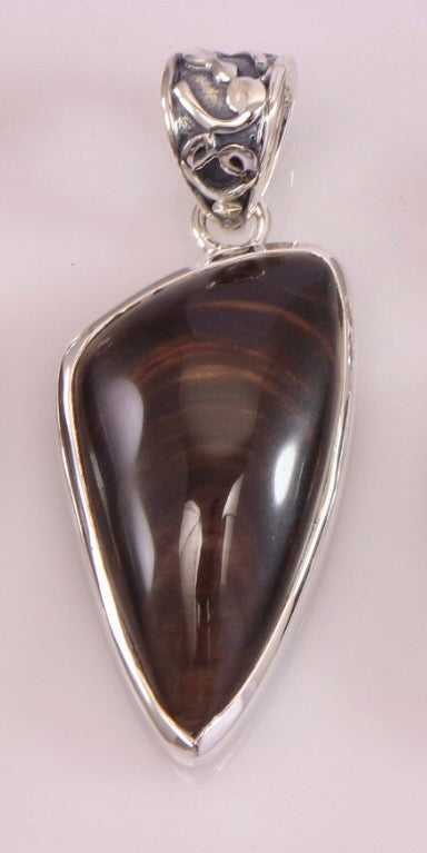 Brown Obsidian Pendant With 925 Sterling Silver