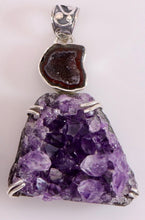 Load image into Gallery viewer, Amethyst Druzy Geode Pendant With 925 Sterling Silver Keychain (B)
