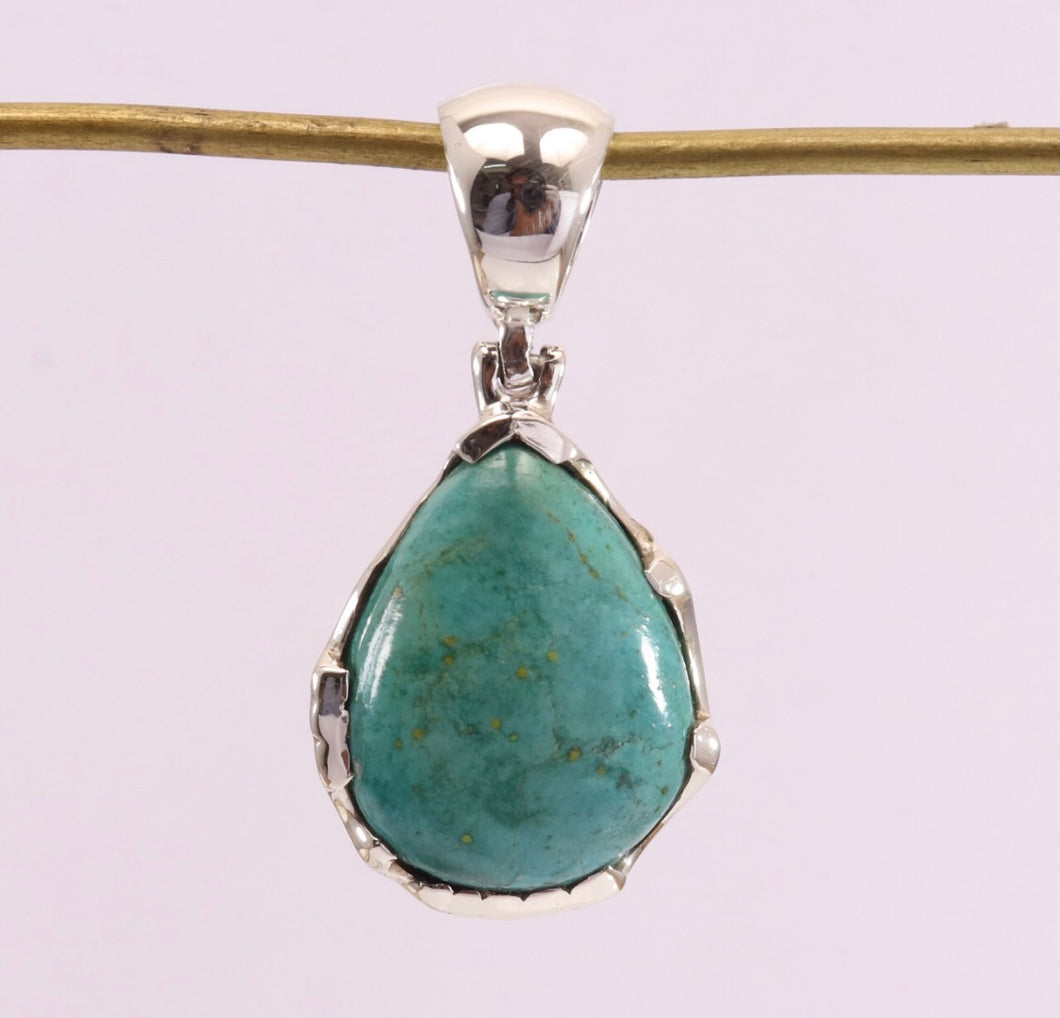 African Turquoise Pendant With 925 Sterling Silver