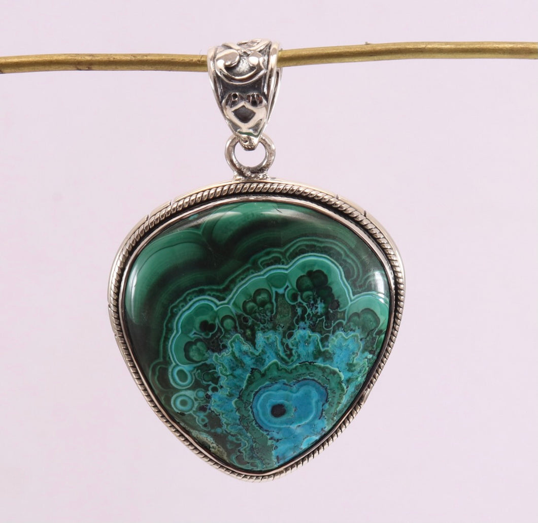 Chrysocolla Pendant With 925 Sterling Silver
