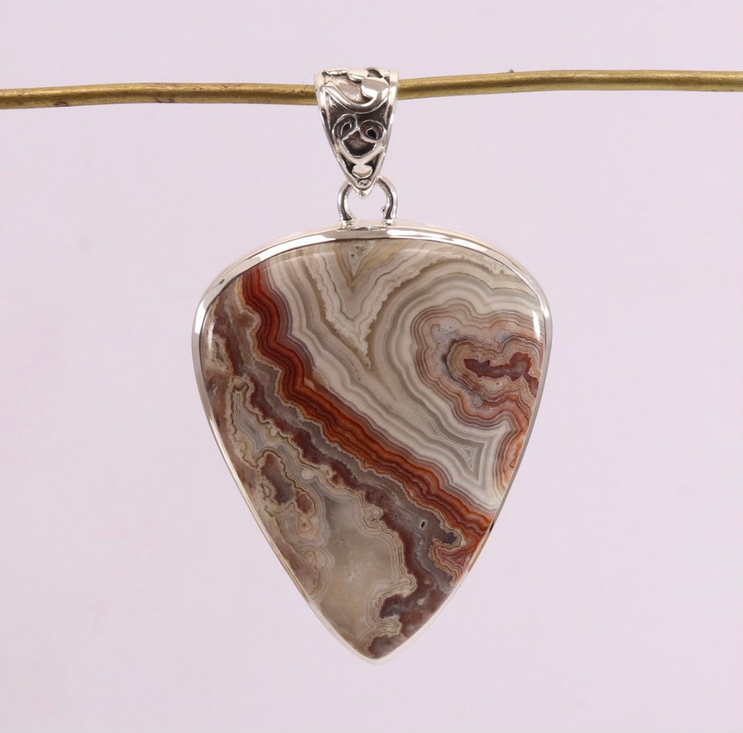 Crazy Lace Agate Pendant With 925 Sterling Silver