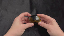 Load and play video in Gallery viewer, Blue Tiger Eye/ Hawk Eye Palm Stone P59
