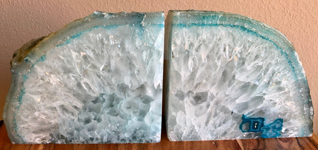 Teal Agate Bookend Pair 8lbs