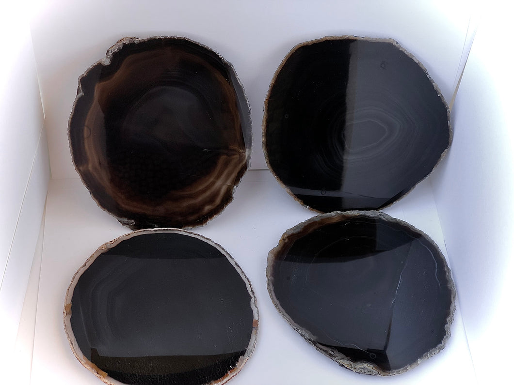 Agate Coasters Set Of 4 Black
