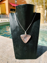 Load image into Gallery viewer, Rose Quartz Triangle Pendant in 925 Sterling Silver
