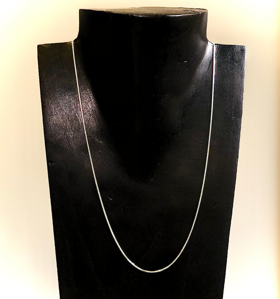 Thin Sterling Silver Box Chain Necklace 18 inch