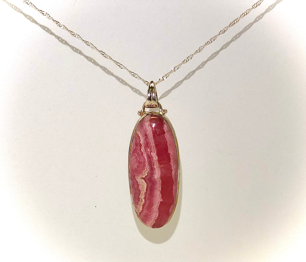 Rhodochrosite Pendant With 925 Sterling SIlver