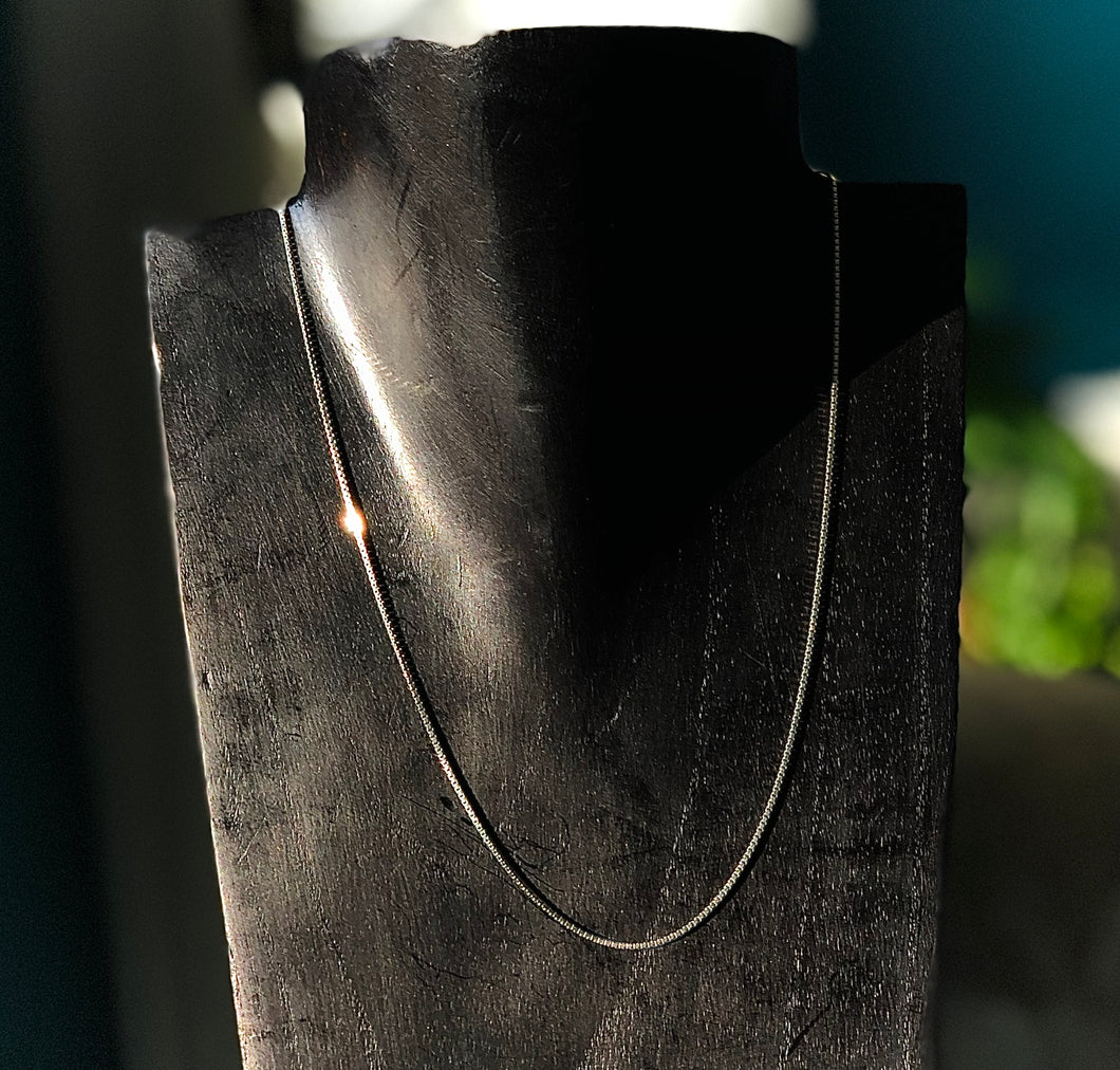 Sterling Silver Box Chain Necklace 16 Inch
