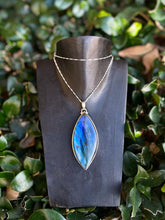 Load image into Gallery viewer, Large Pointed Oval Labradorite Pendant With 925 Sterling Silver

