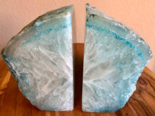 Load image into Gallery viewer, Teal Agate Bookend Pair 8lbs
