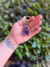 Load image into Gallery viewer, Amethyst Druzy Geode With 925 Sterling Silver Keychain (A)
