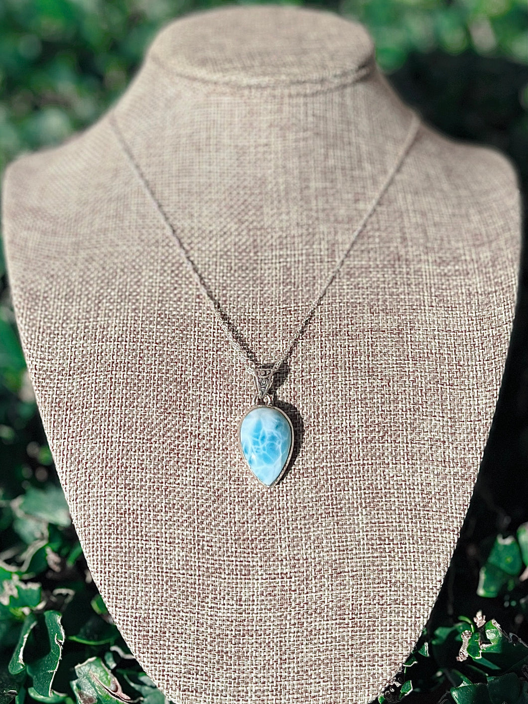 Larimar Pendant With 925 Sterling Silver (A)